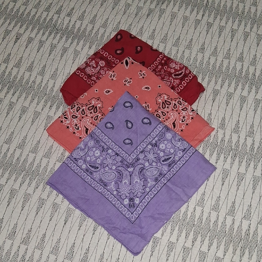 Paisley Bandana Set - Red, Pink, and Purple